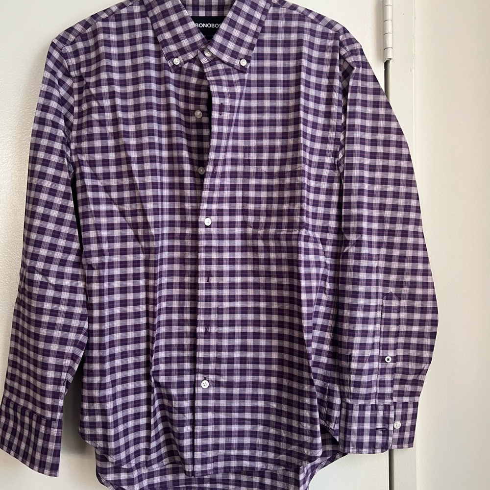 Bonobos Men's Purple Plaid Shirt Slim Fit